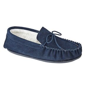 Mokkers Mens Oliver Moccasin Wool Lined Slippers / Navy